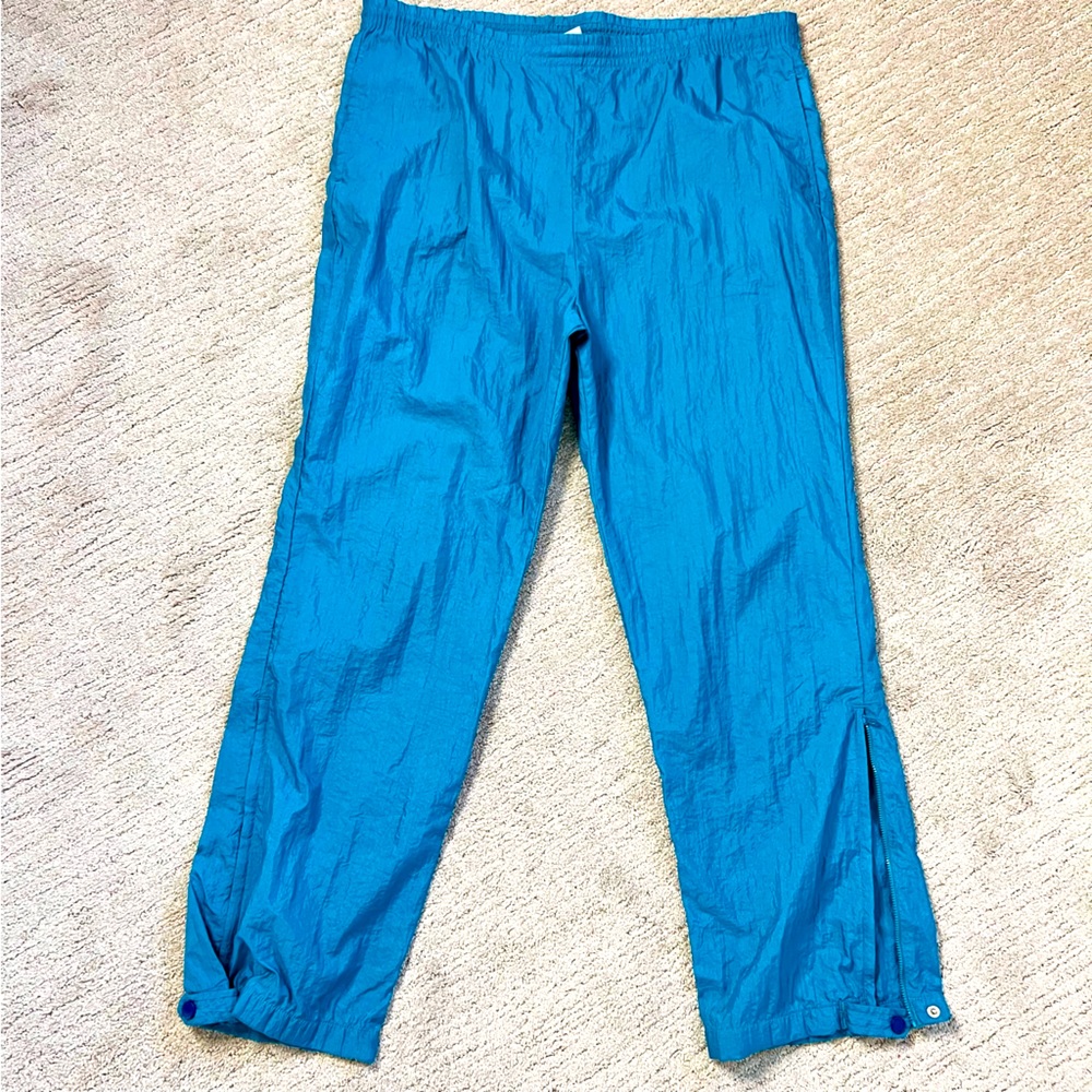 Vintage 90s Columbia Teal Windbreaker Pants